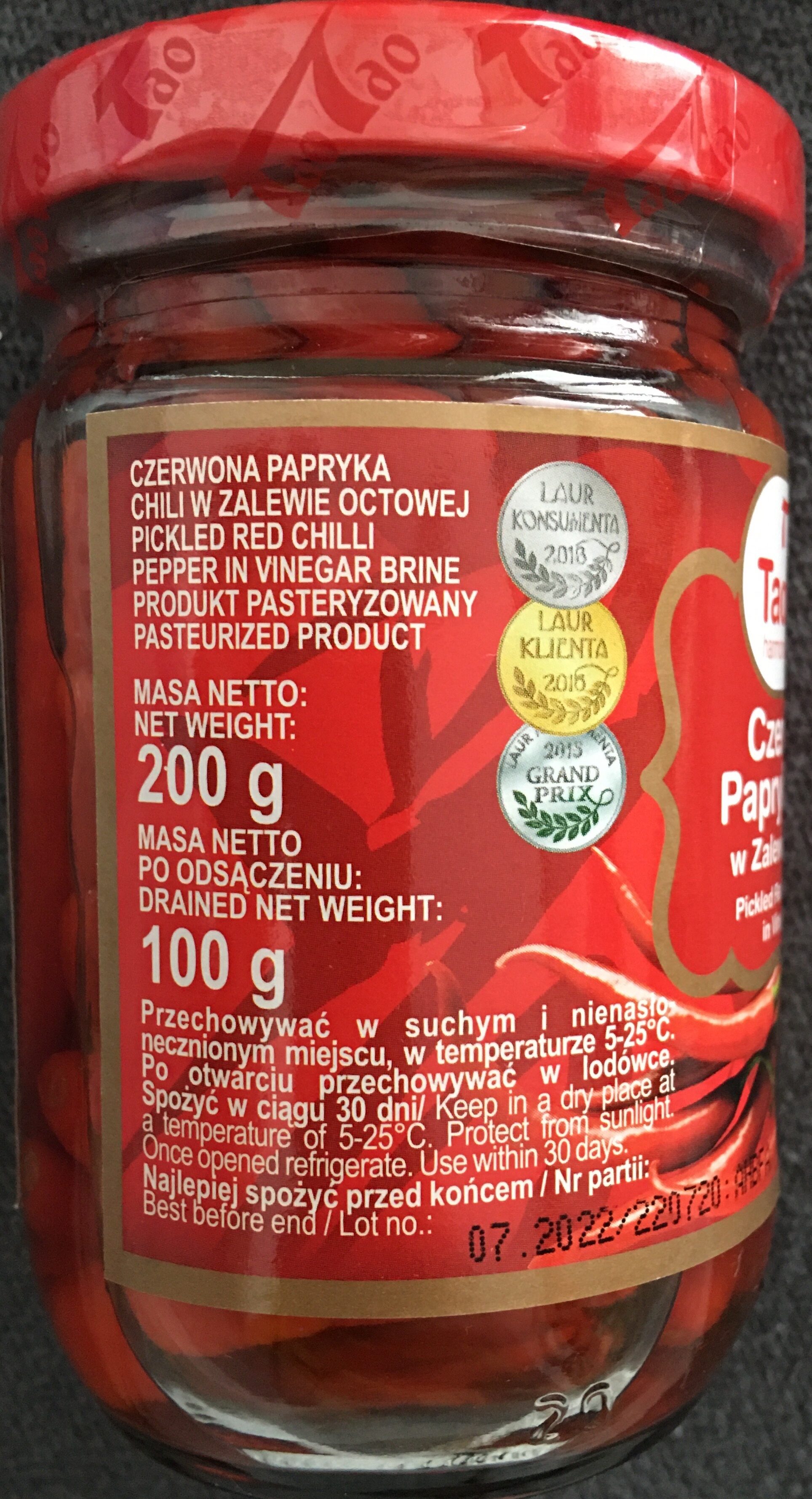 Czerwona papryka chili w zalewie octowej - Recyclinginstructies en / of verpakkingsinformatie - pl