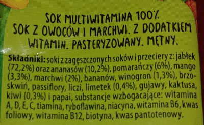 100% sok multiwitamina z dodatkiem witamin - Składniki