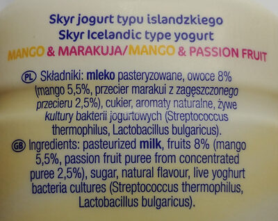 Skyr jogurt - Zutaten - pl