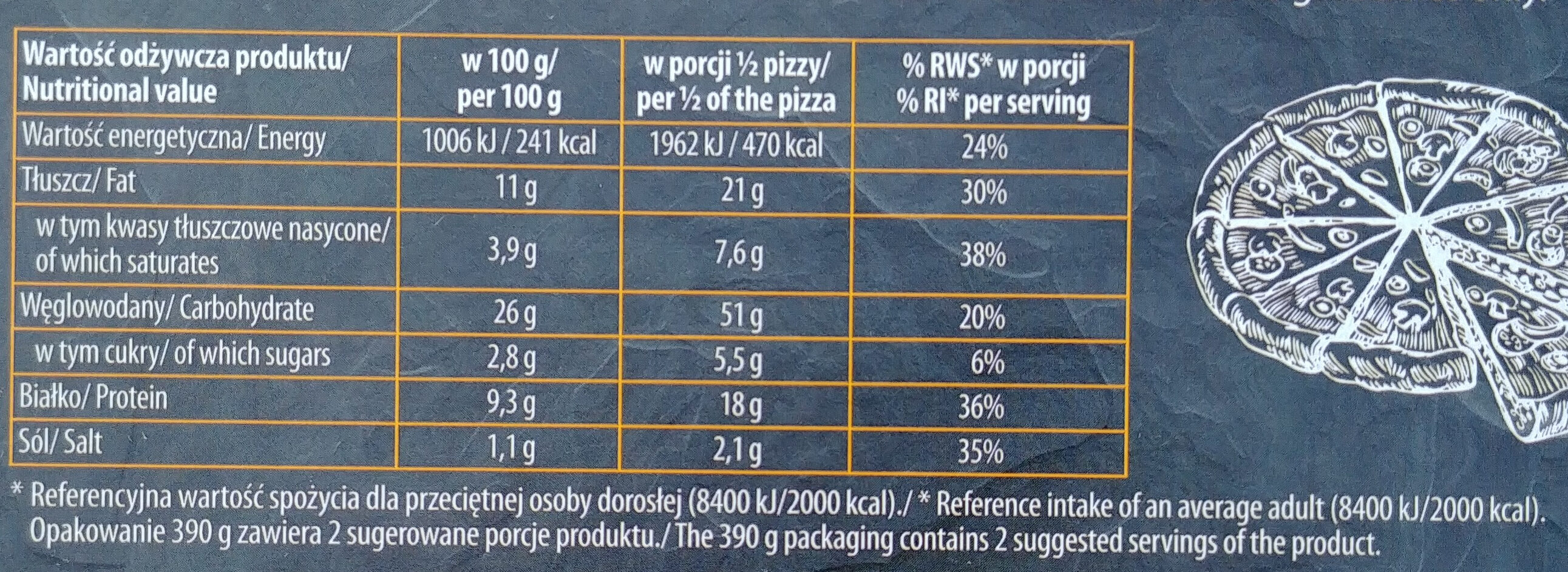 Pizza Cztery Sery - Tableau nutritionnel - pl