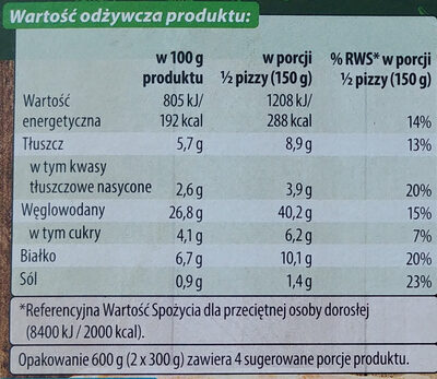 Pizza z pieca kamiennego z pieczarkami - Nutrition facts - pl