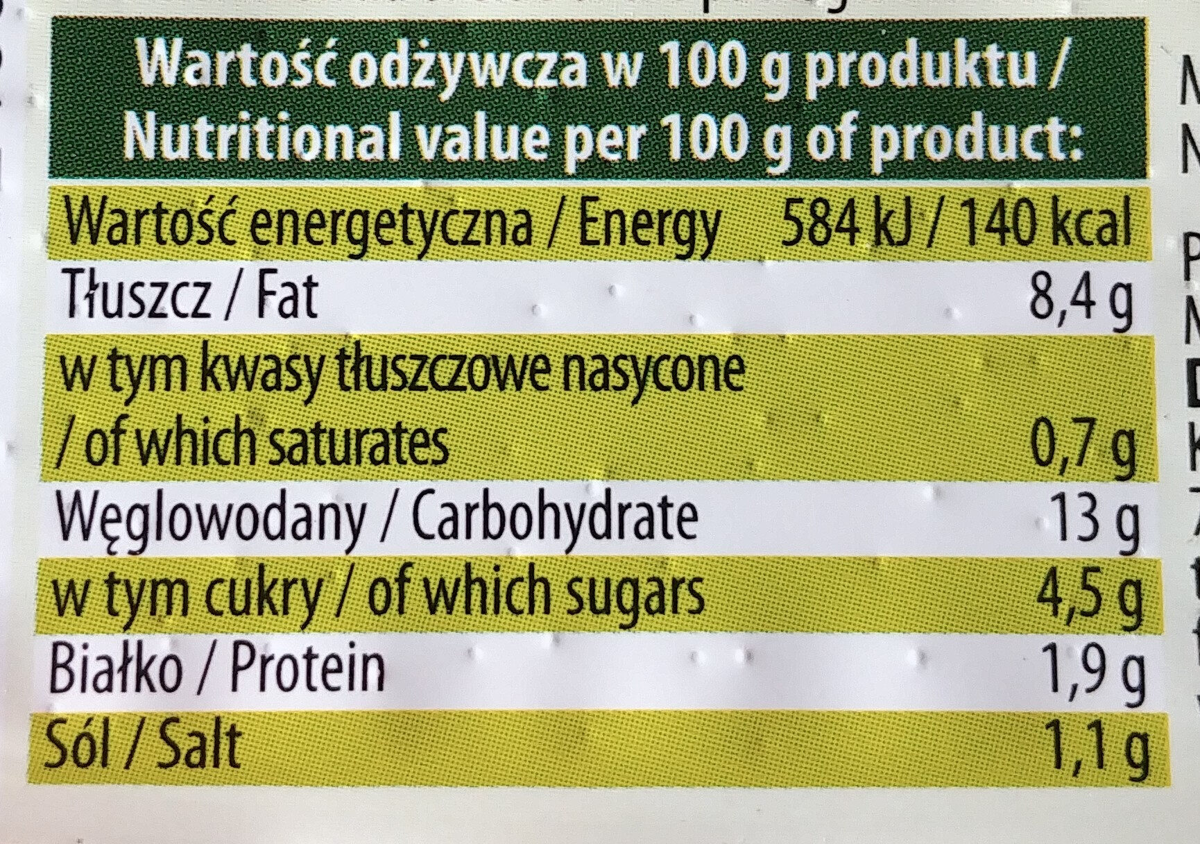 Sałatka jarzynowa a' la domowa - Nutrition facts - pl