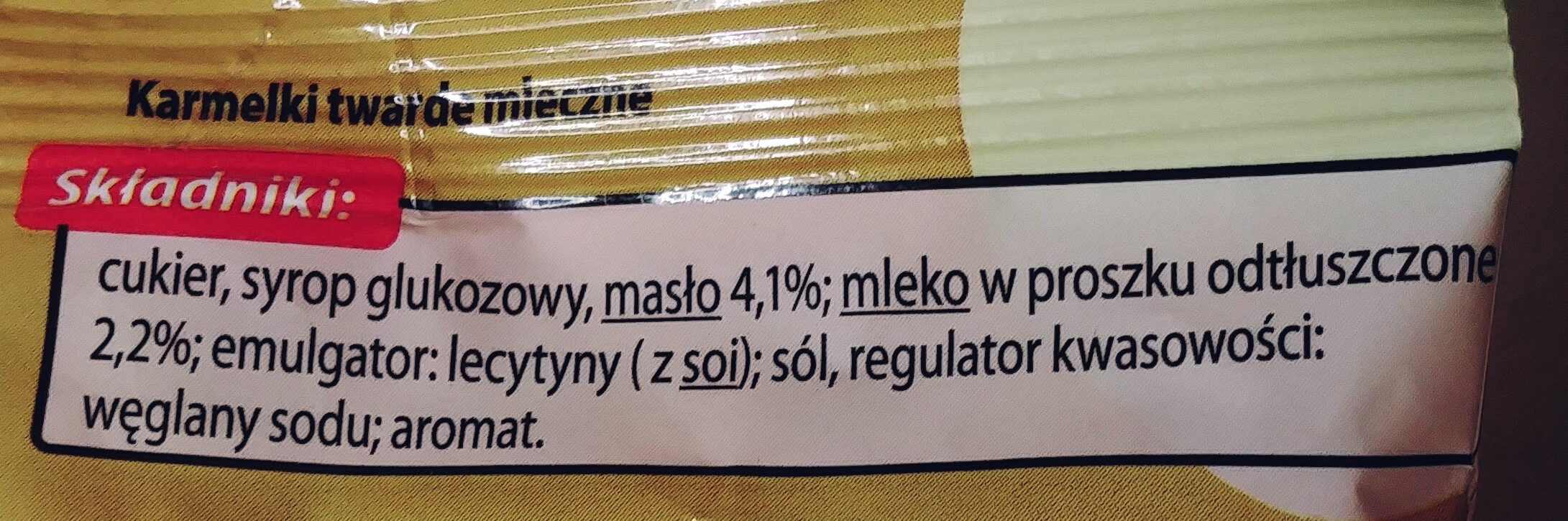 Karmelki twarde mleczne - Ingredients - pl