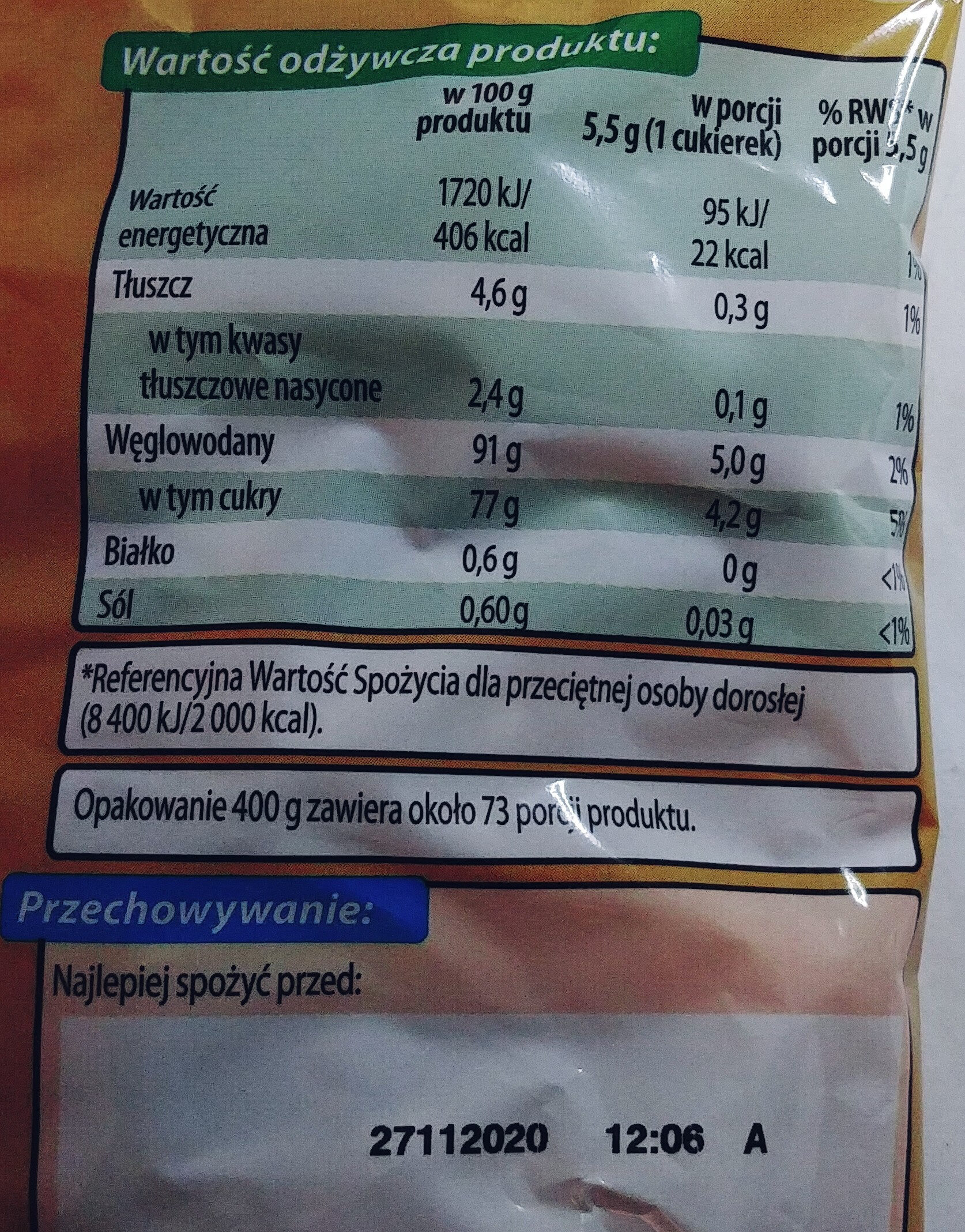 Karmelki twarde mleczne - Nutrition facts - pl