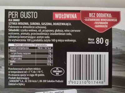 Per gusto Wołowina - Tableau nutritionnel - pl