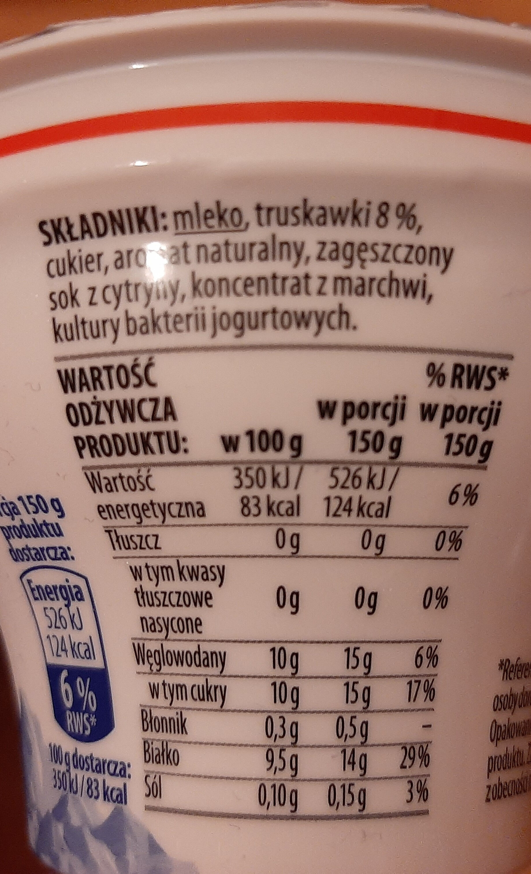 Skyr Jogurt Typu Islandzkiego Truskawka - Składniki
