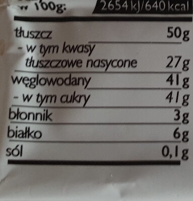Czekolada biała z cynamonem - Voedingswaarden - pl