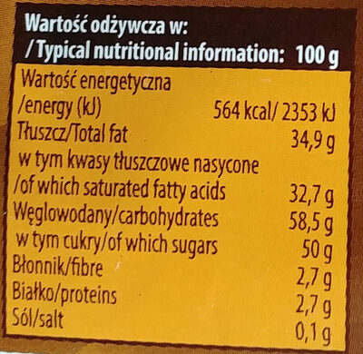 Chrupki kukurydziane w polewie deserowej - Nutrition facts - pl