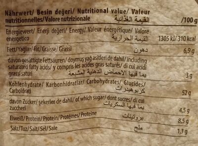 Galettes de blé tortilla - Valori nutrizionali - fr