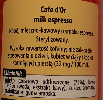 Milk espresso - Składniki