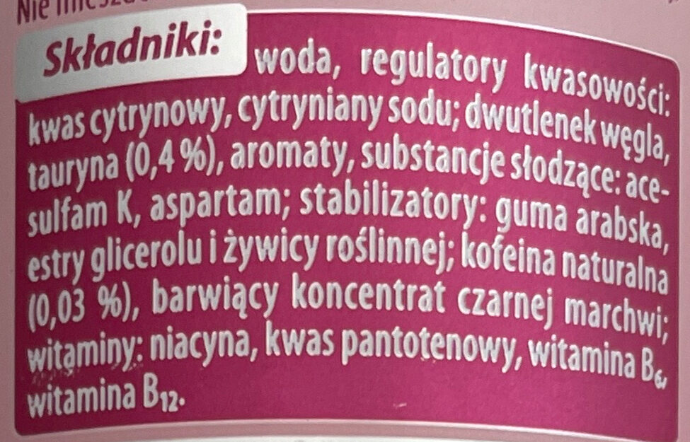 Energy drink zero sugar cherry-cherry blossom - Składniki
