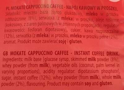 Cappuccino caffee - Składniki