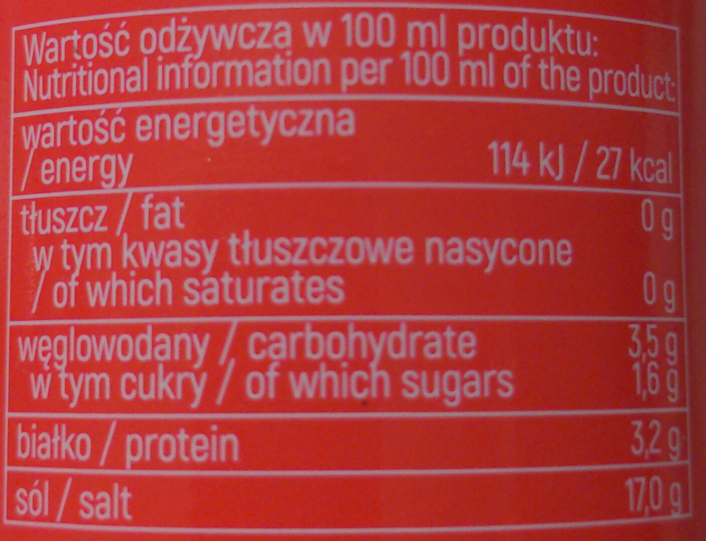 Sos sojowy jasny - Nutrition facts - pl