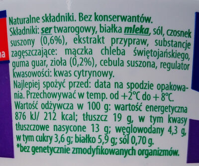 Serek twarogowy z czosnkiem i ziołami - Ingrédients - pl