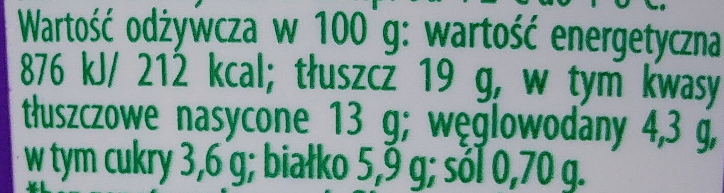 Serek twarogowy z czosnkiem i ziołami - Tableau nutritionnel - pl