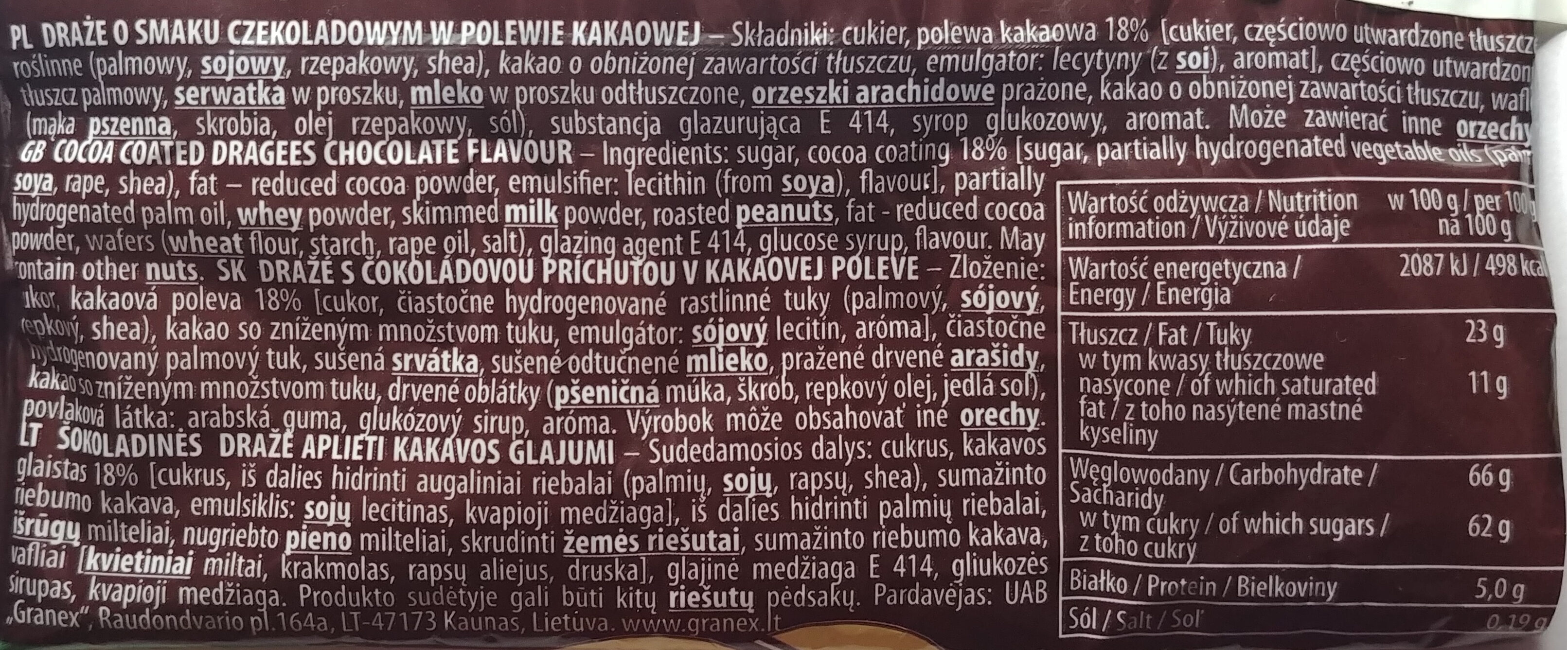 Draże piłkarskie o smaku czekoladowym - Ingrediënten - pl