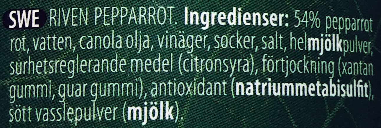 Chrzan Staropolski - Ingredienser