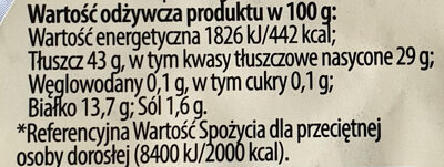 Ser Bawarski pleśniwy, kremowy łagodny - Wartości odżywcze