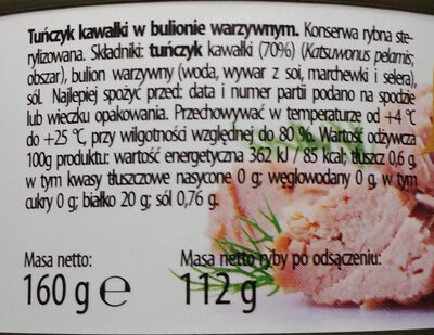 Tuńczyk kawałki w bulionie warzywnym. - Ingredients - pl