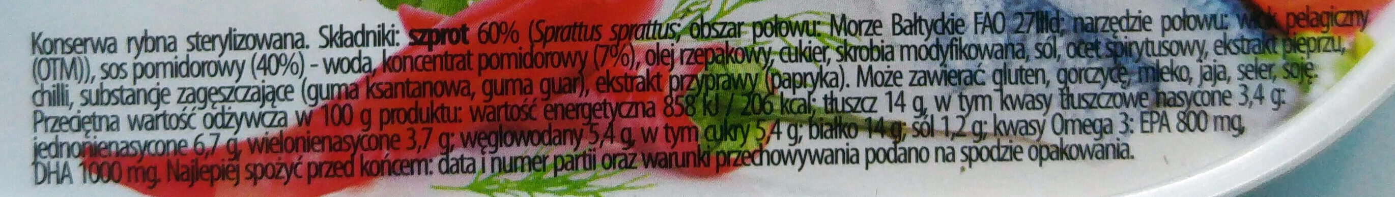 Szprot w pikantnym sosie pomidorowym. - Ingrédients - pl