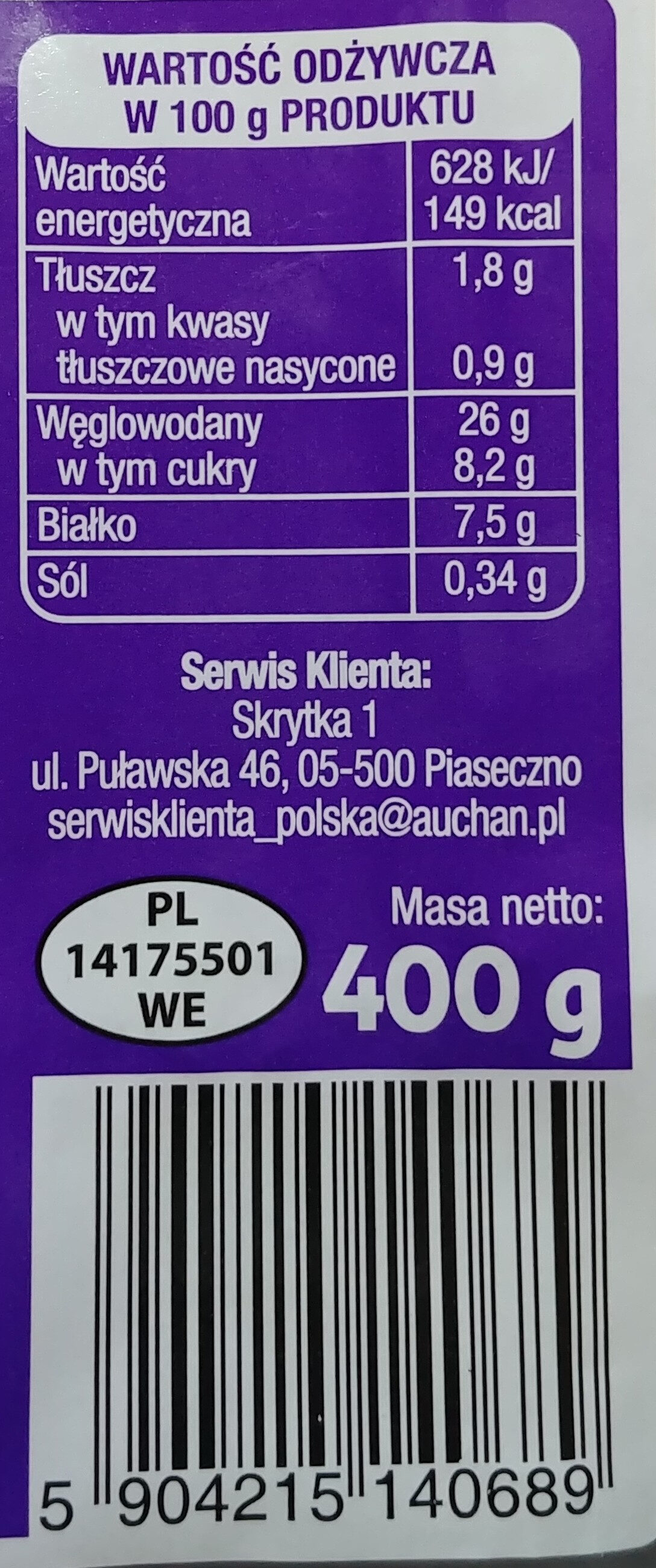 Pierogi serowo-jagodowe - Valori nutrizionali - pl