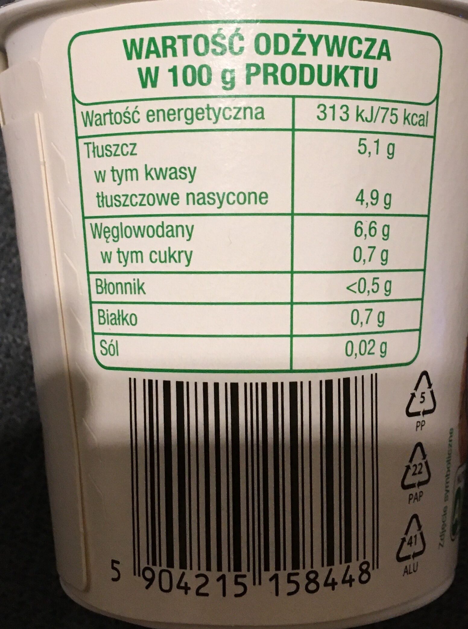 Cocoghurt kremowy - Tableau nutritionnel - pl