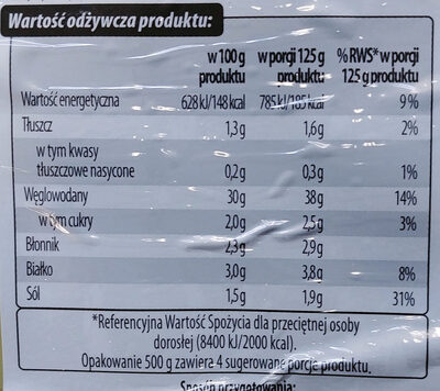 Kopytka - Nutrition facts - pl