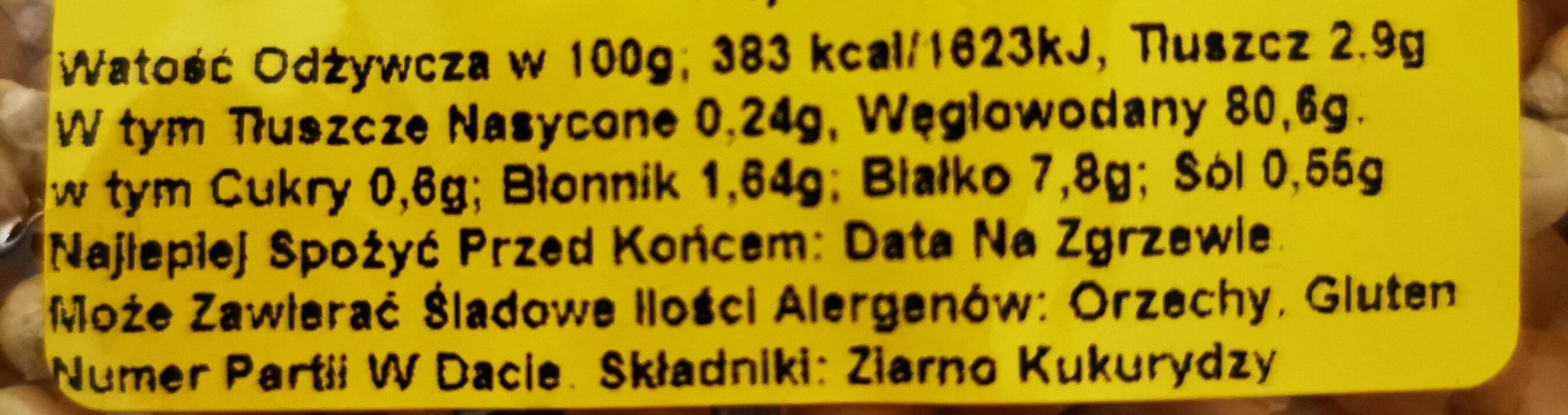 Kukurydza popcorn - Ingredients - pl