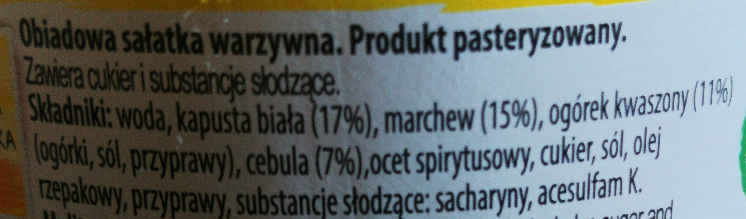 Obiadowa sałatka warzywna - Ingredients - pl