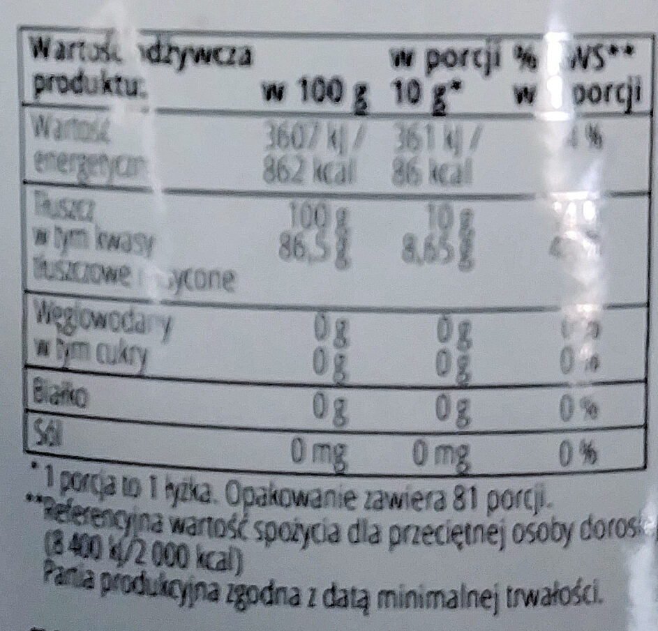Olej kokosowy Bio - Tableau nutritionnel - pl