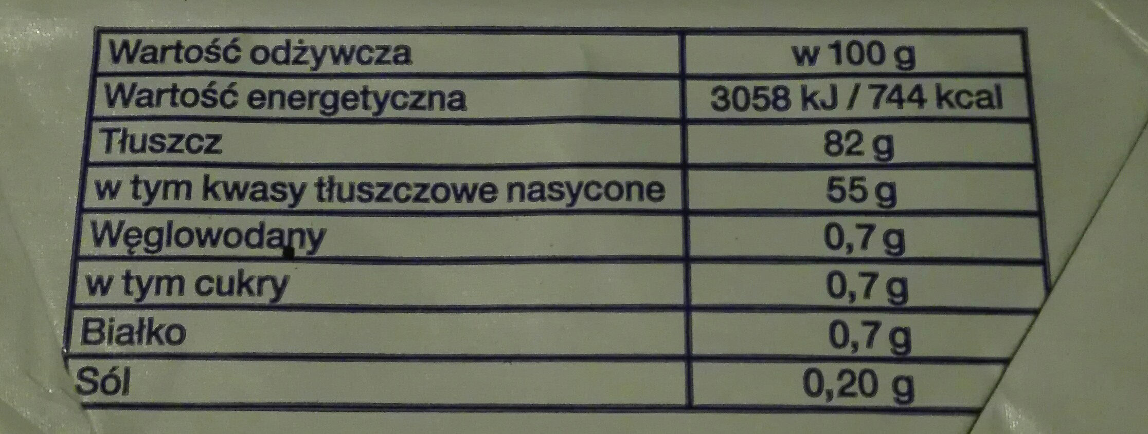 Masło extra - Nutrition facts - pl