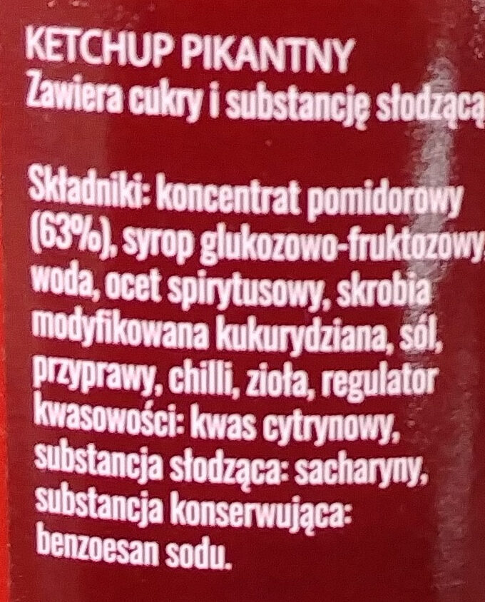 Ketchup Pikantny - Ingredients - pl