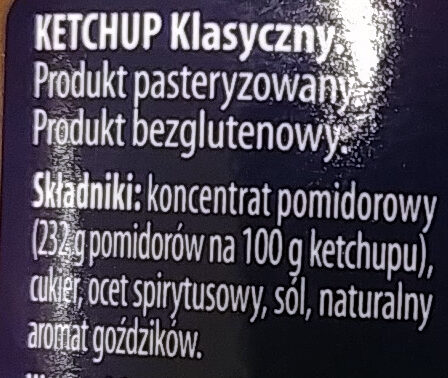 Ketchup classic - Ingrédients - pl