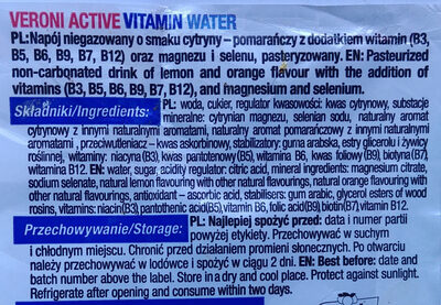 Vitamin water - Zutaten - pl