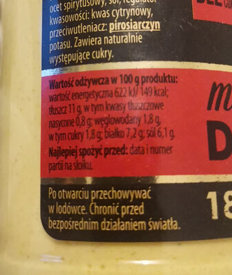 musztarda DIJON - Nutrition facts - pl