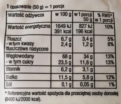 Owsianka - Tableau nutritionnel - pl