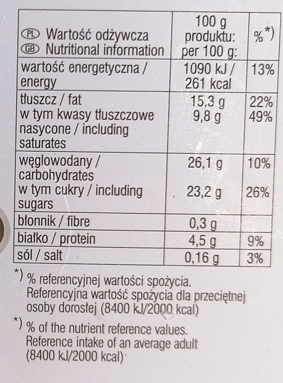Lody waniliowe - Tableau nutritionnel - pl