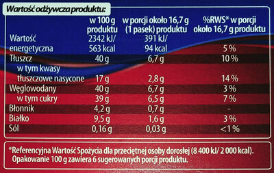 Czekolada mleczna z całymi orzechami laskowymi - Tableau nutritionnel - pl