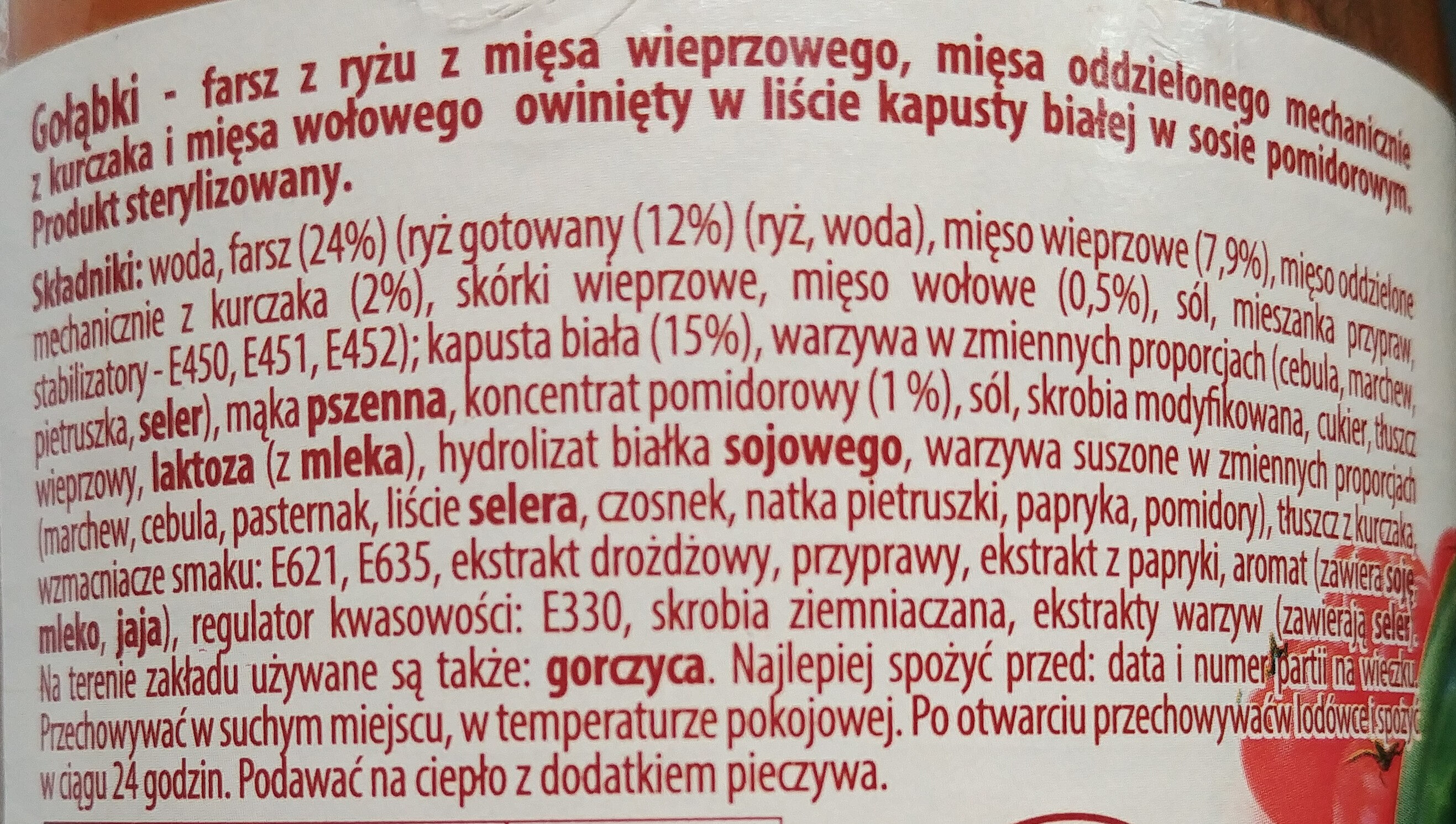 Gołąbki w sosie pomidorowym - Ingrédients - pl