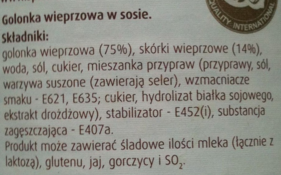 Golonka wieprzowa ze szlacheckiego stołu - Ingrédients - pl