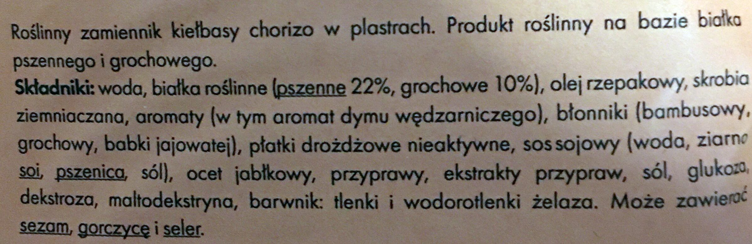 Meatless chorizo - Składniki