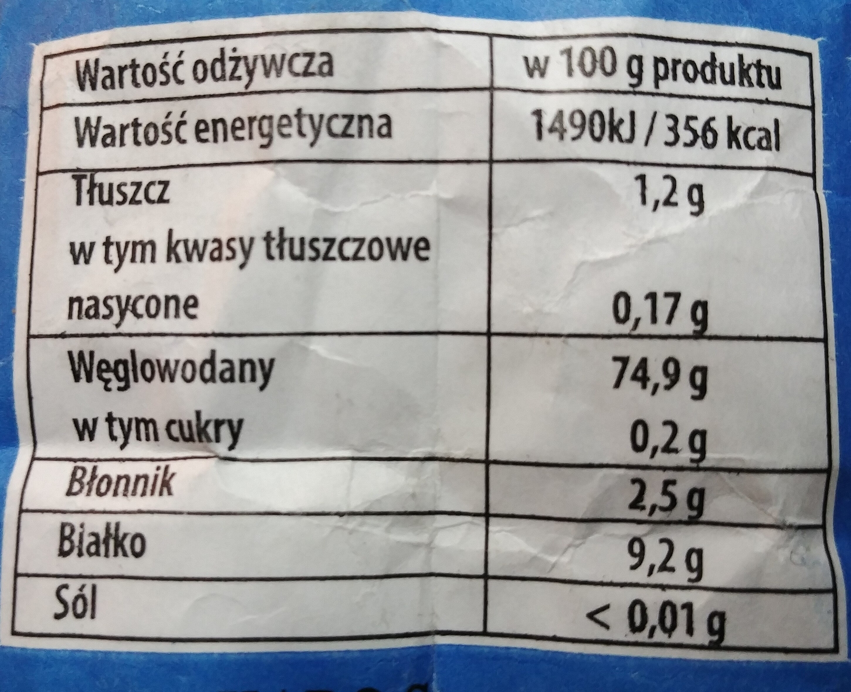 Mąka pszenna typ 450 tortowa - Wartości odżywcze
