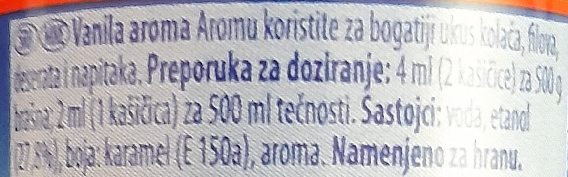 Aroma Vanila - Sastojci