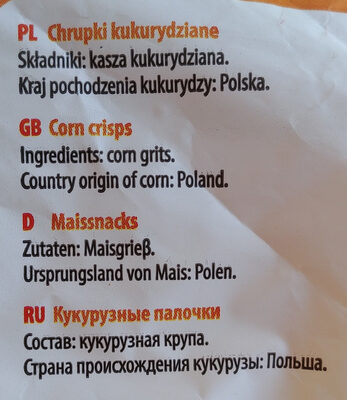 Tygryski Maisstangen - Ingredienser - pl