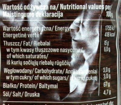 Chipsy miesne wieprzowr papryka - حقائق غذائية - pl
