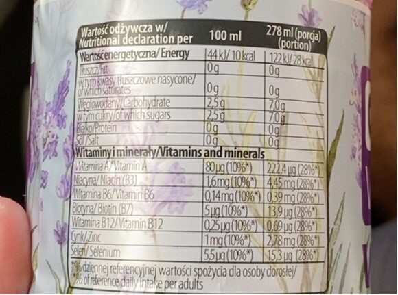 Oshee vitamin - Nutrition facts - fr