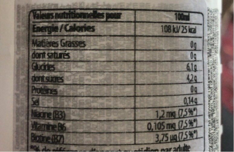 Pink Isotonic Sports Drink - Nutrition facts - fr
