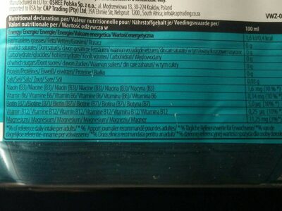 Vitamin Water - Nutrition facts