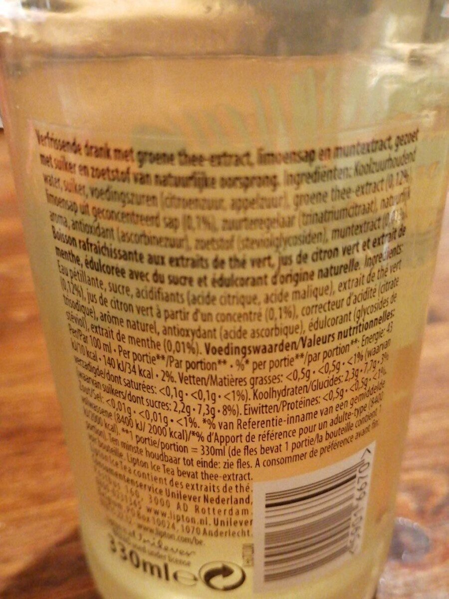 Lipton sparked - Nutrition facts - fr
