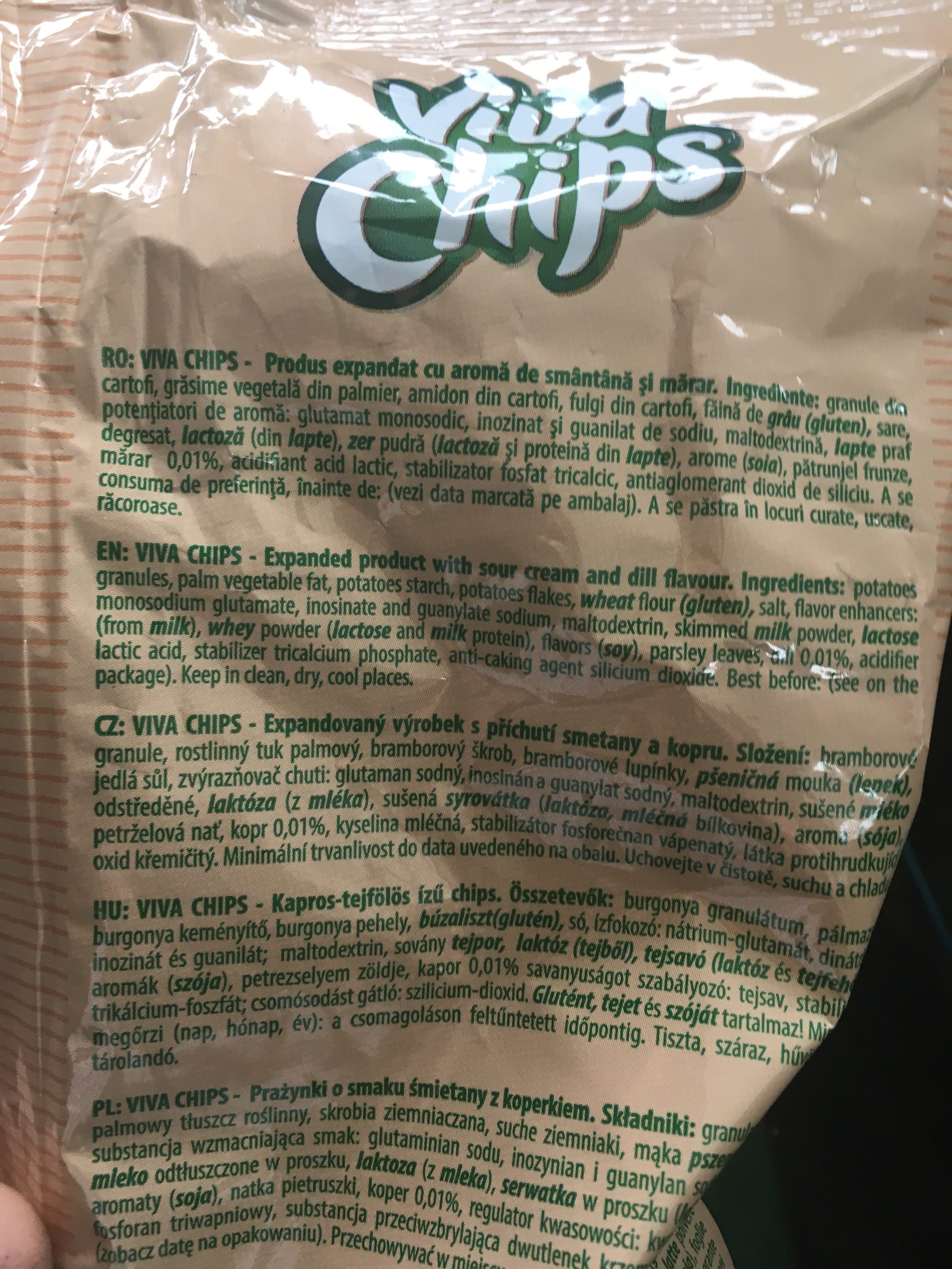 Chips Marar Si Smantana 100G Vivachips Panna E Aneto 100G Viva - Ingredients - fr